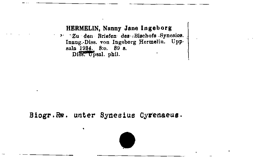 [Katalogkarte Dissertationenkatalog bis 1980]