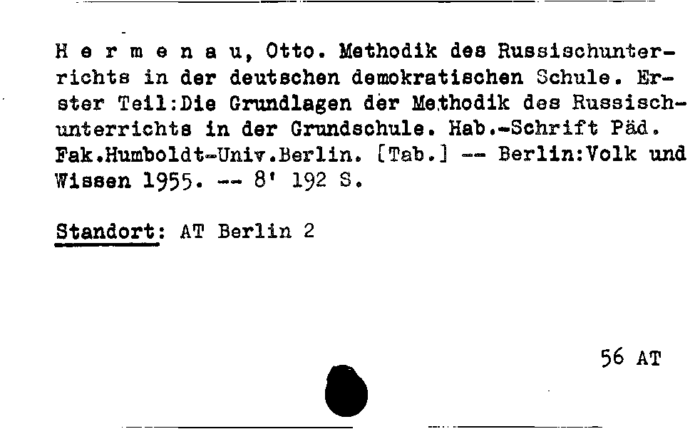 [Katalogkarte Dissertationenkatalog bis 1980]