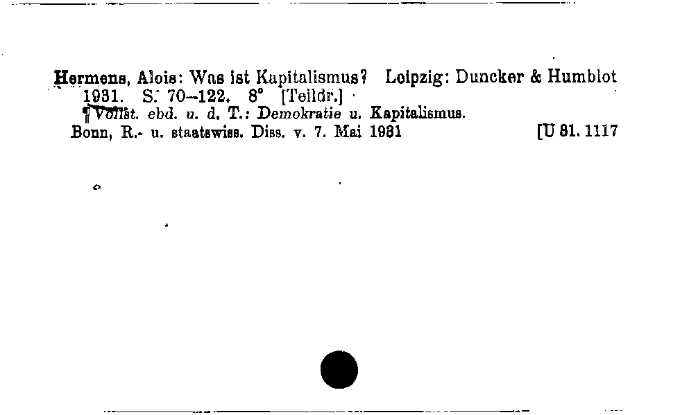 [Katalogkarte Dissertationenkatalog bis 1980]