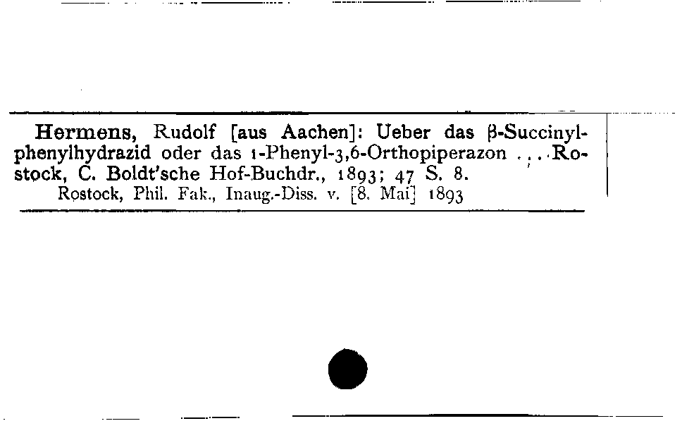 [Katalogkarte Dissertationenkatalog bis 1980]