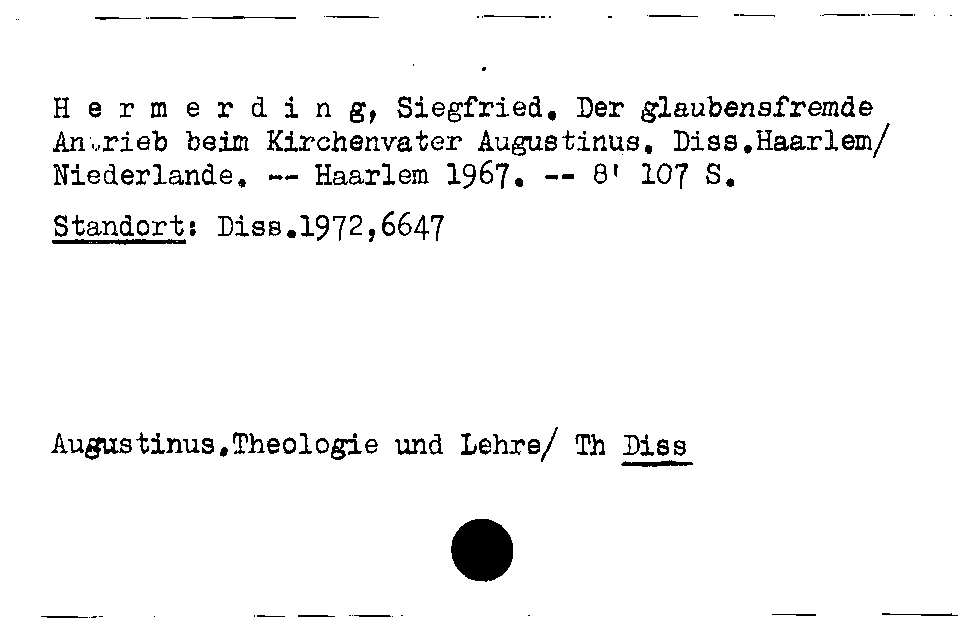 [Katalogkarte Dissertationenkatalog bis 1980]