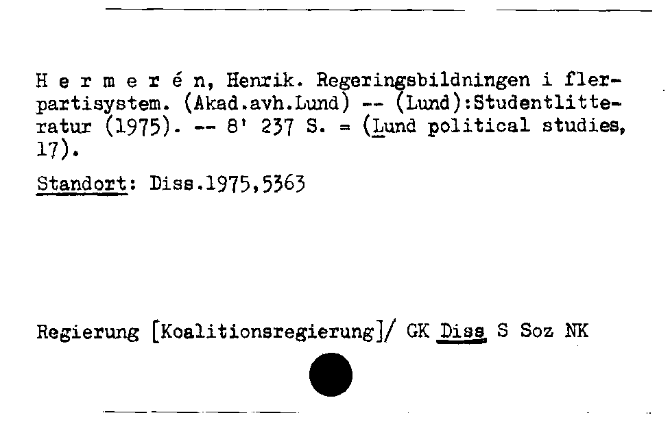 [Katalogkarte Dissertationenkatalog bis 1980]