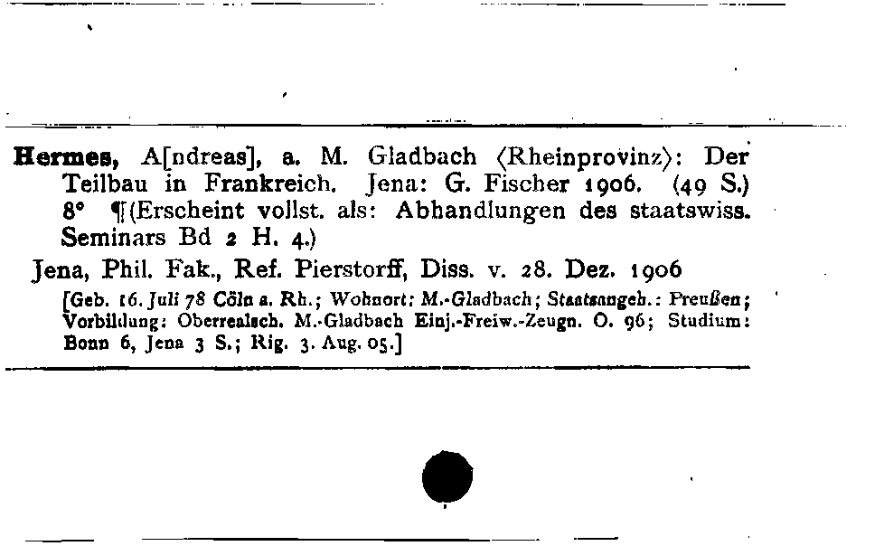 [Katalogkarte Dissertationenkatalog bis 1980]