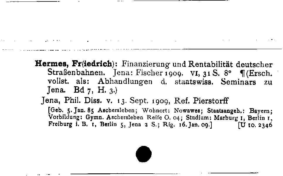 [Katalogkarte Dissertationenkatalog bis 1980]