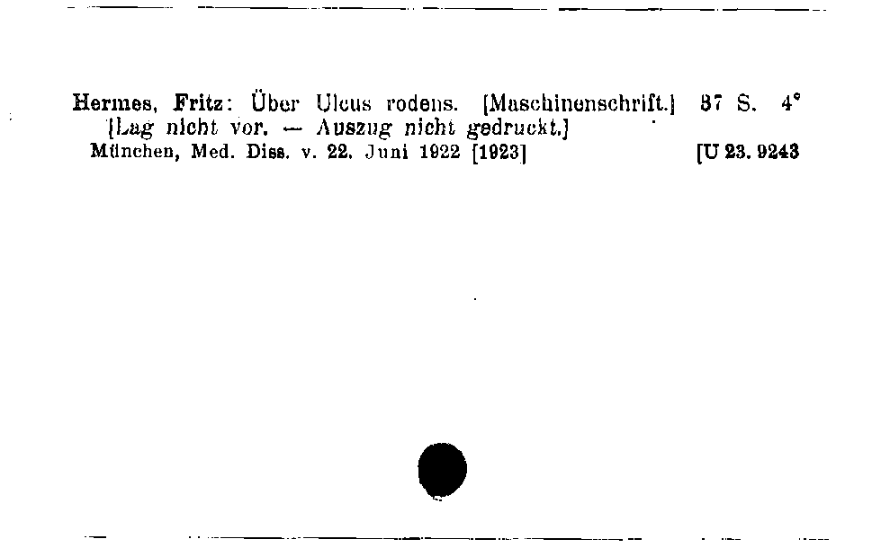 [Katalogkarte Dissertationenkatalog bis 1980]