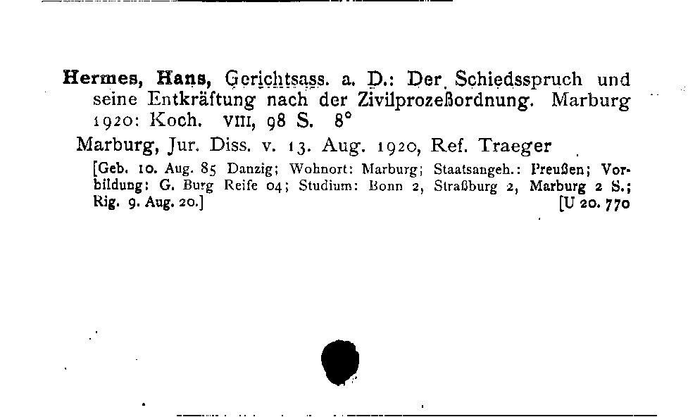 [Katalogkarte Dissertationenkatalog bis 1980]