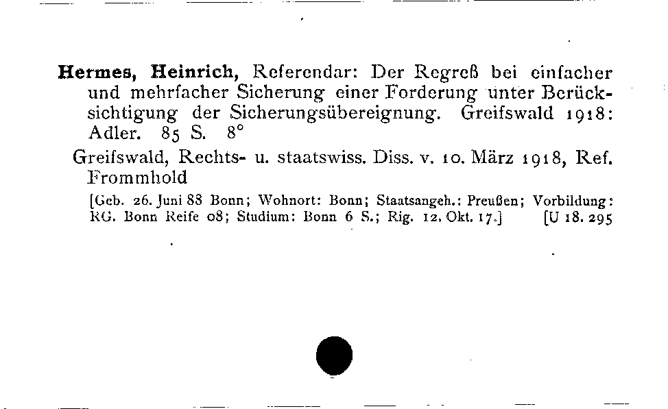 [Katalogkarte Dissertationenkatalog bis 1980]