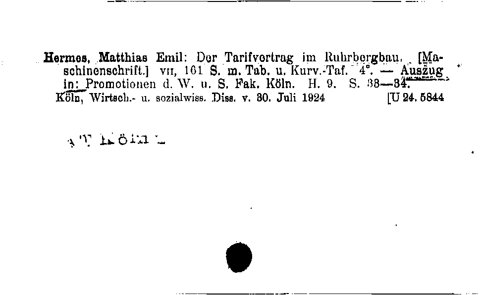 [Katalogkarte Dissertationenkatalog bis 1980]