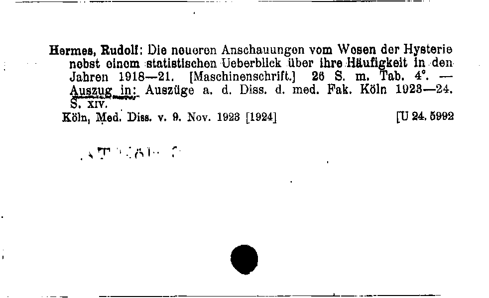 [Katalogkarte Dissertationenkatalog bis 1980]