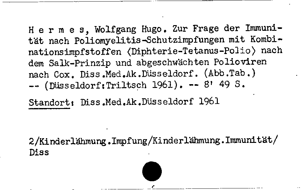 [Katalogkarte Dissertationenkatalog bis 1980]