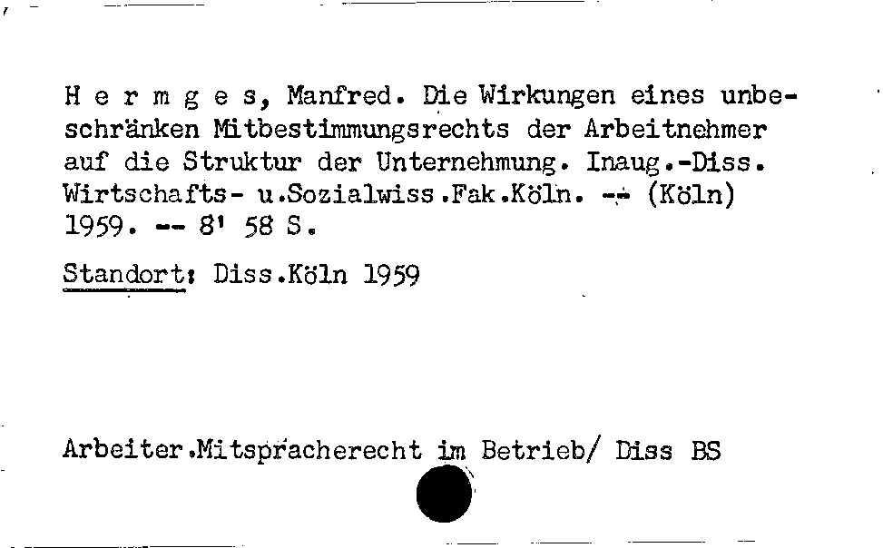 [Katalogkarte Dissertationenkatalog bis 1980]