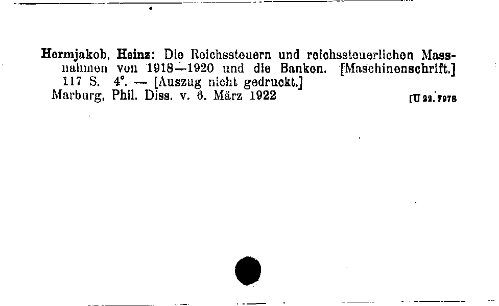 [Katalogkarte Dissertationenkatalog bis 1980]