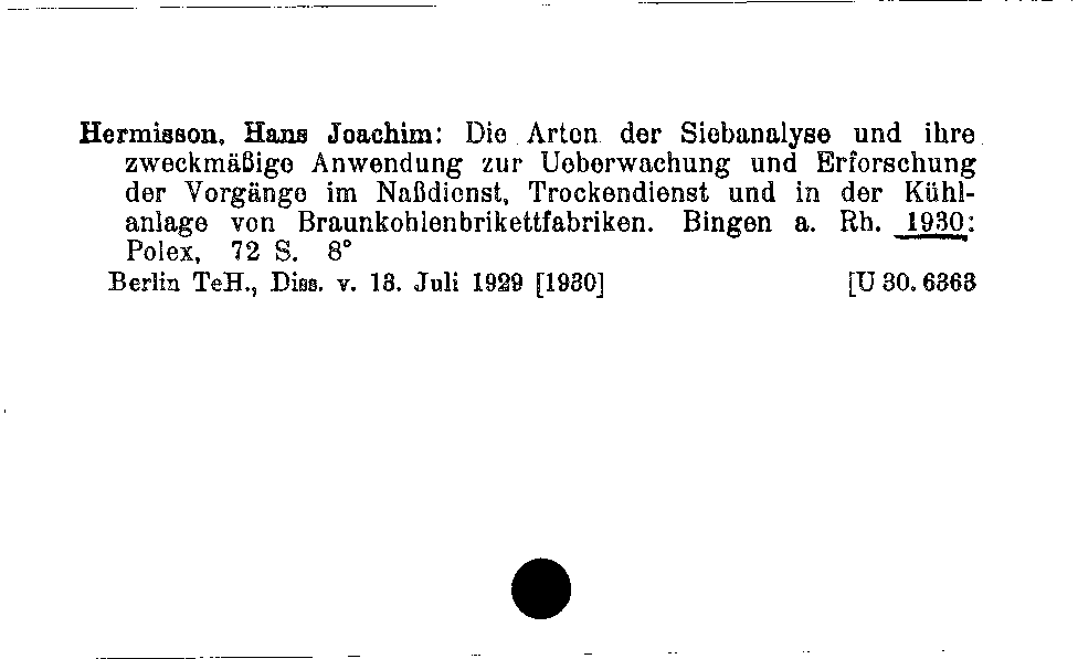 [Katalogkarte Dissertationenkatalog bis 1980]