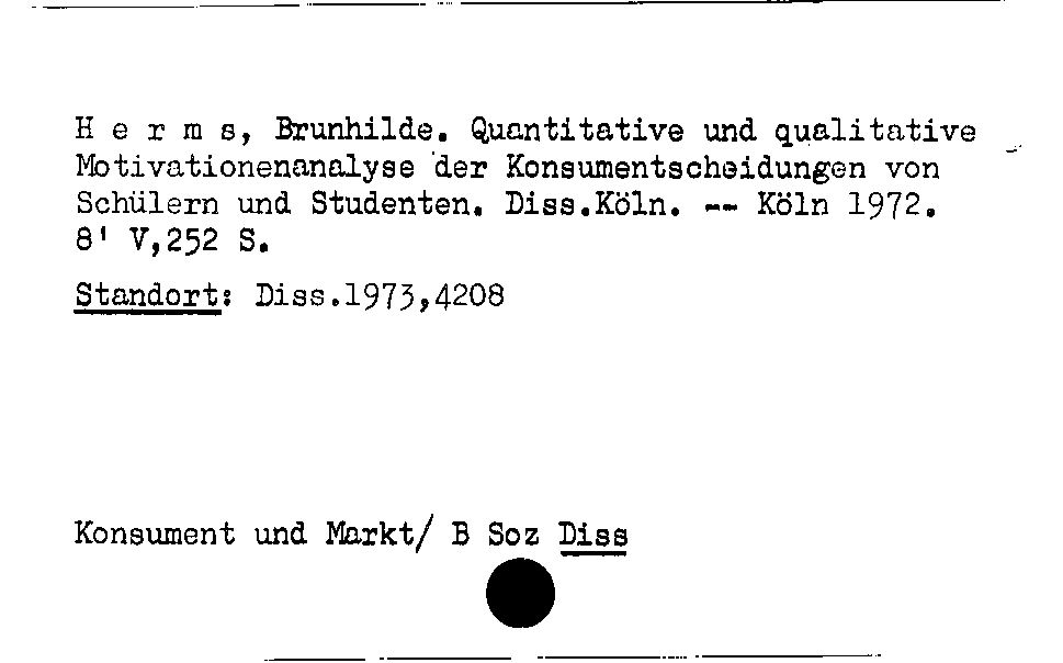 [Katalogkarte Dissertationenkatalog bis 1980]