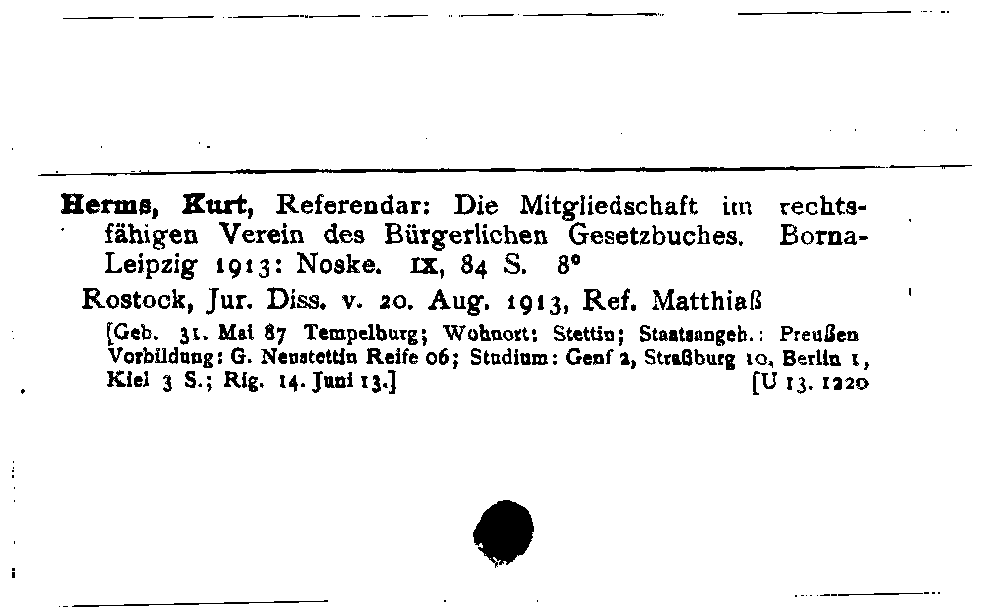 [Katalogkarte Dissertationenkatalog bis 1980]