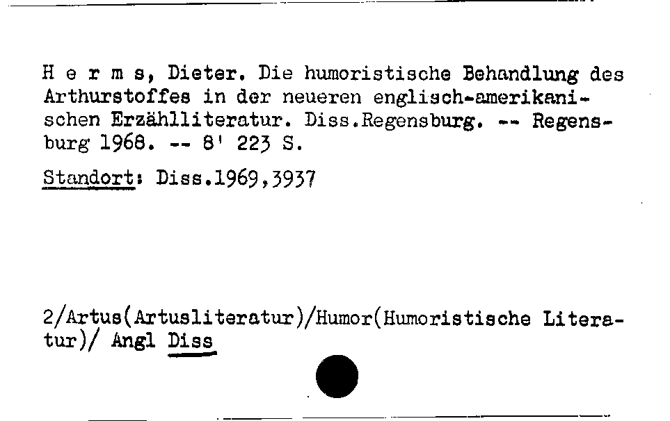 [Katalogkarte Dissertationenkatalog bis 1980]