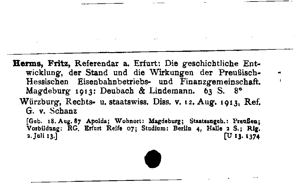 [Katalogkarte Dissertationenkatalog bis 1980]