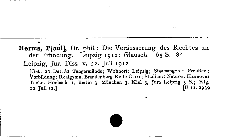 [Katalogkarte Dissertationenkatalog bis 1980]