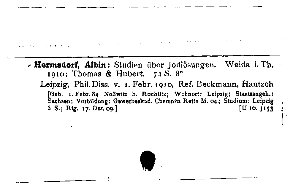 [Katalogkarte Dissertationenkatalog bis 1980]