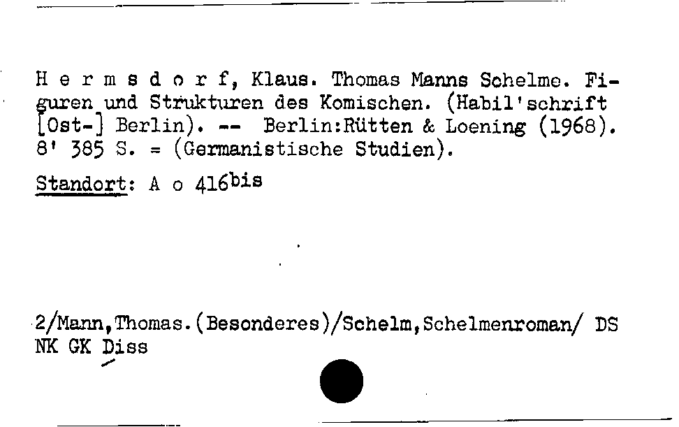 [Katalogkarte Dissertationenkatalog bis 1980]