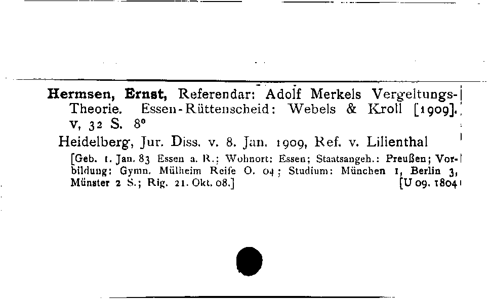 [Katalogkarte Dissertationenkatalog bis 1980]