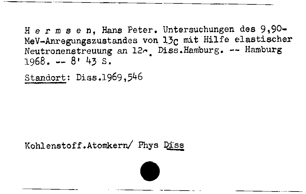 [Katalogkarte Dissertationenkatalog bis 1980]