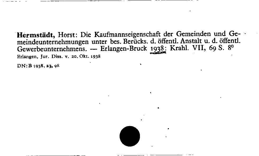 [Katalogkarte Dissertationenkatalog bis 1980]