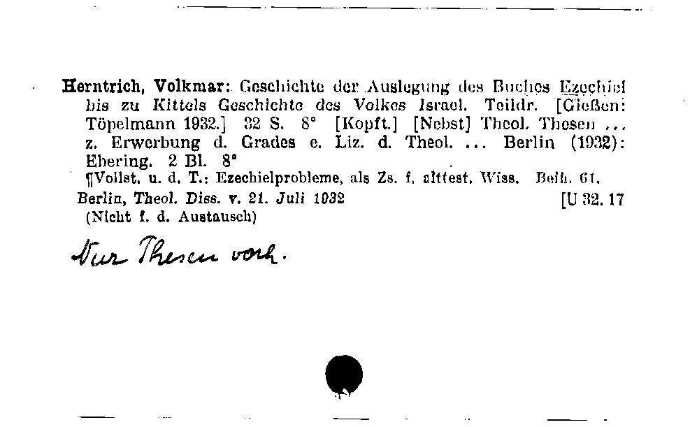 [Katalogkarte Dissertationenkatalog bis 1980]