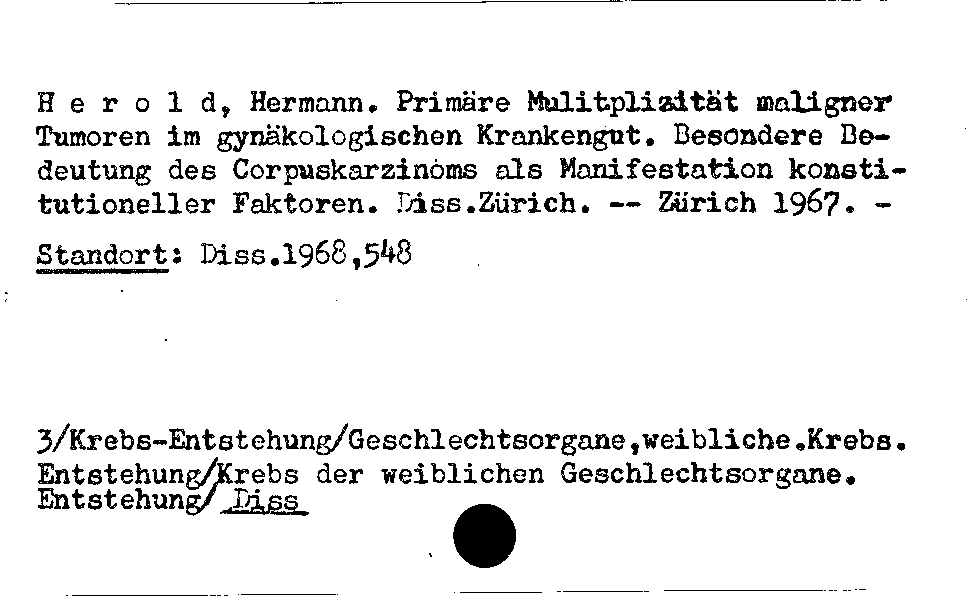 [Katalogkarte Dissertationenkatalog bis 1980]