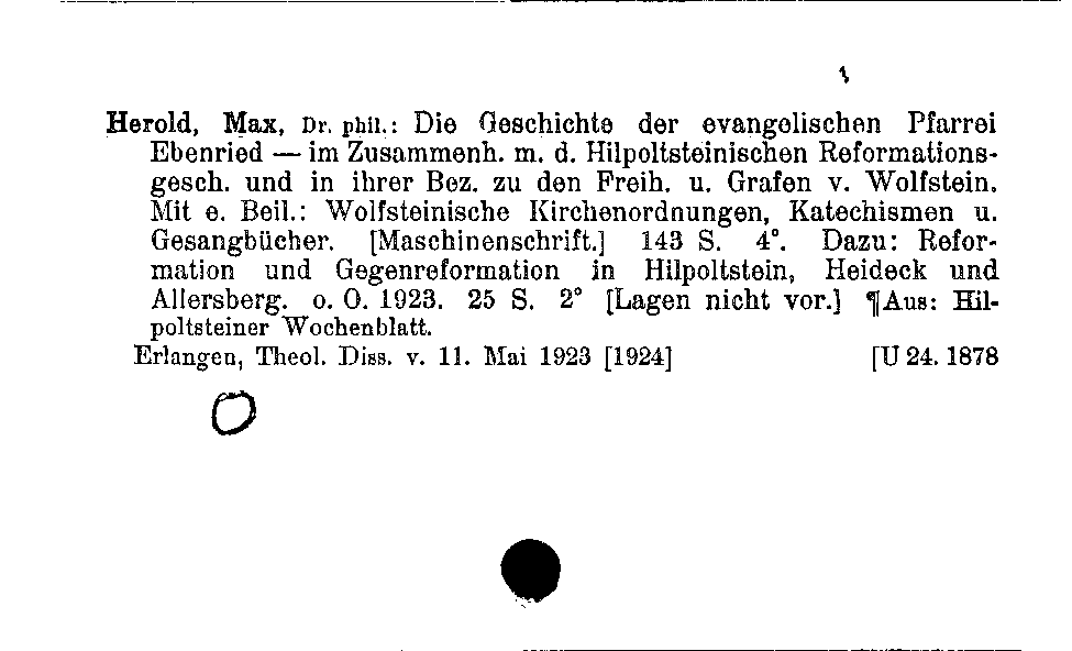 [Katalogkarte Dissertationenkatalog bis 1980]