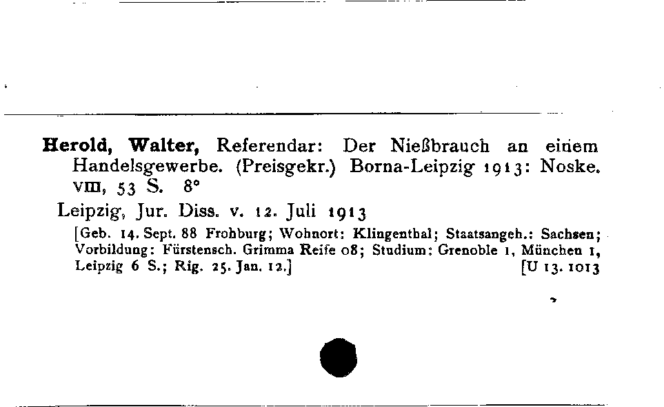 [Katalogkarte Dissertationenkatalog bis 1980]