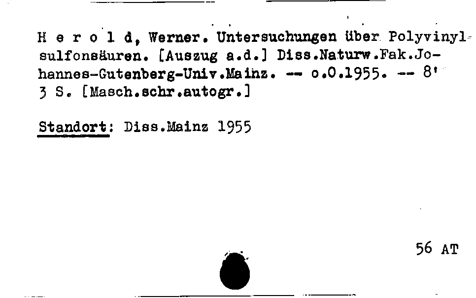 [Katalogkarte Dissertationenkatalog bis 1980]