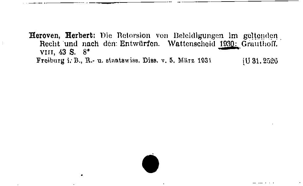 [Katalogkarte Dissertationenkatalog bis 1980]