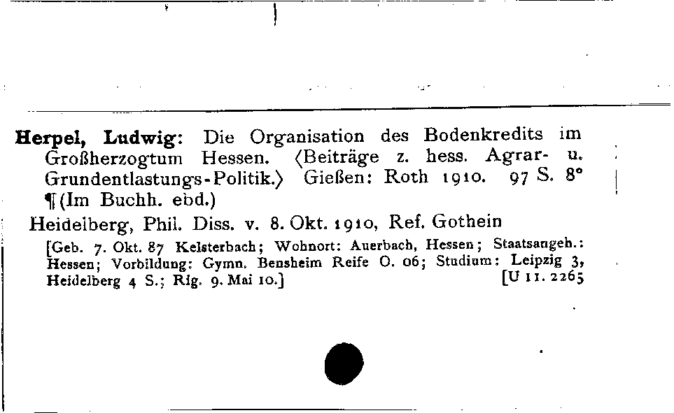 [Katalogkarte Dissertationenkatalog bis 1980]