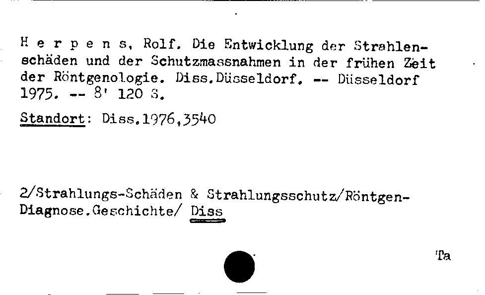 [Katalogkarte Dissertationenkatalog bis 1980]