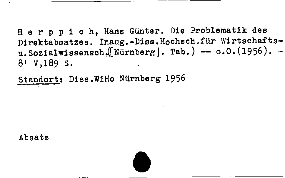 [Katalogkarte Dissertationenkatalog bis 1980]