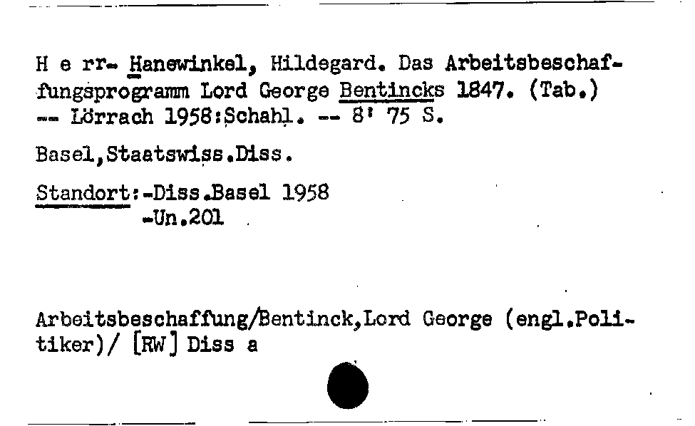 [Katalogkarte Dissertationenkatalog bis 1980]