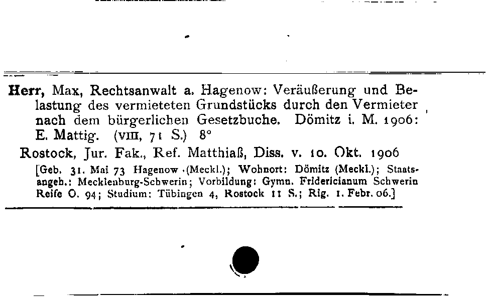 [Katalogkarte Dissertationenkatalog bis 1980]