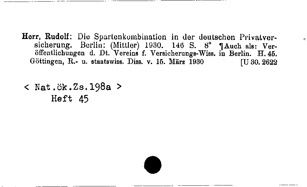 [Katalogkarte Dissertationenkatalog bis 1980]