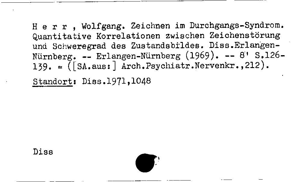 [Katalogkarte Dissertationenkatalog bis 1980]