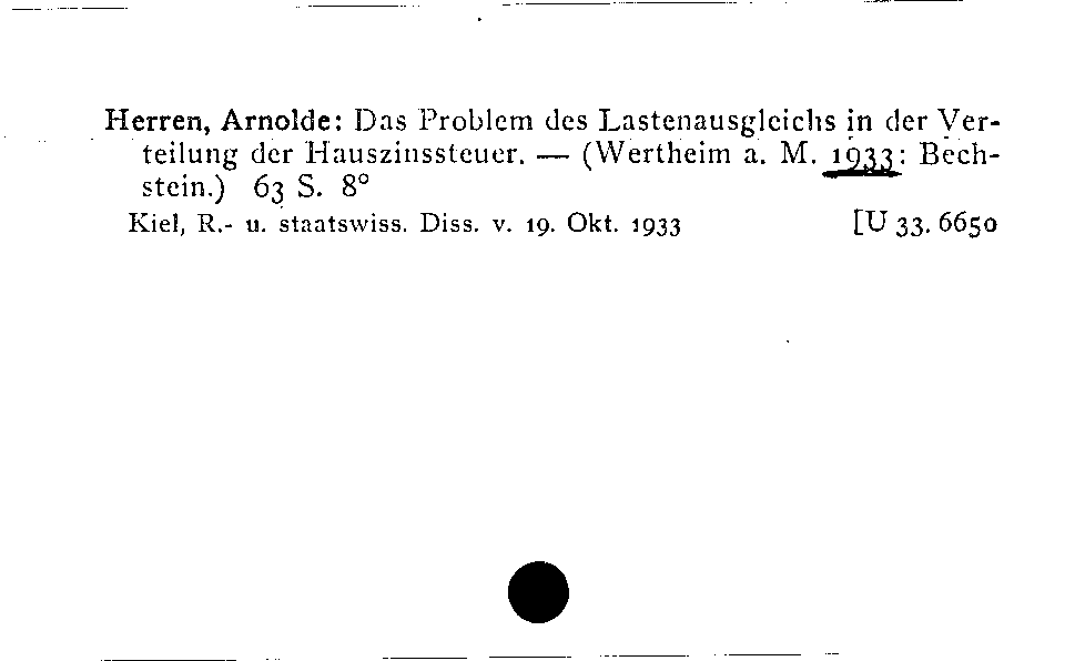 [Katalogkarte Dissertationenkatalog bis 1980]