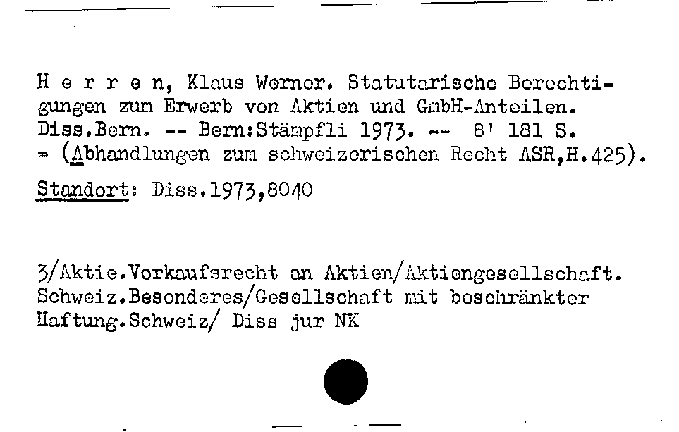 [Katalogkarte Dissertationenkatalog bis 1980]