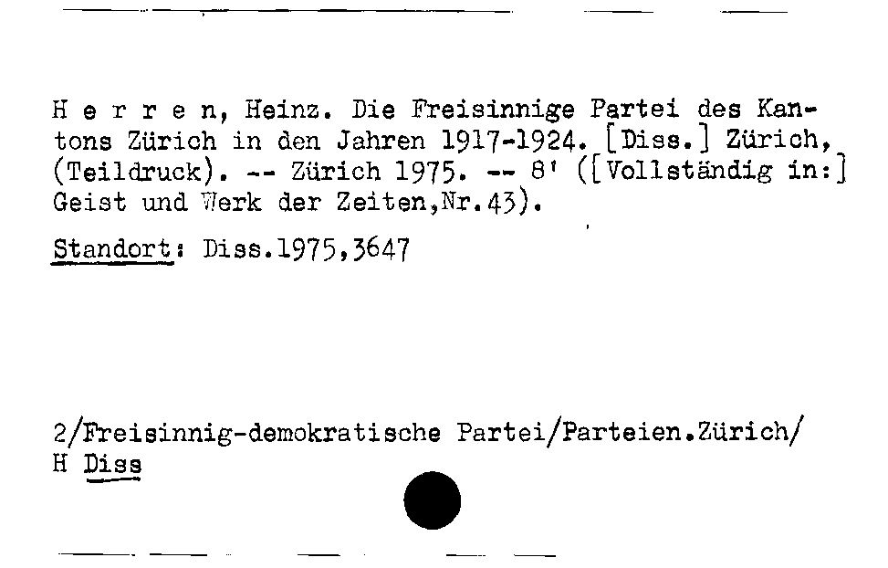 [Katalogkarte Dissertationenkatalog bis 1980]