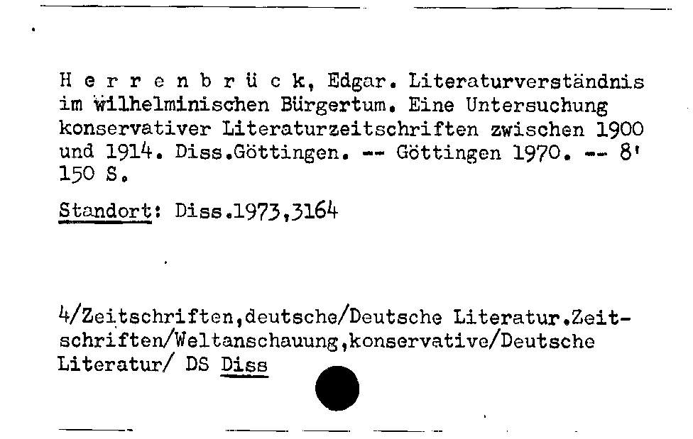 [Katalogkarte Dissertationenkatalog bis 1980]