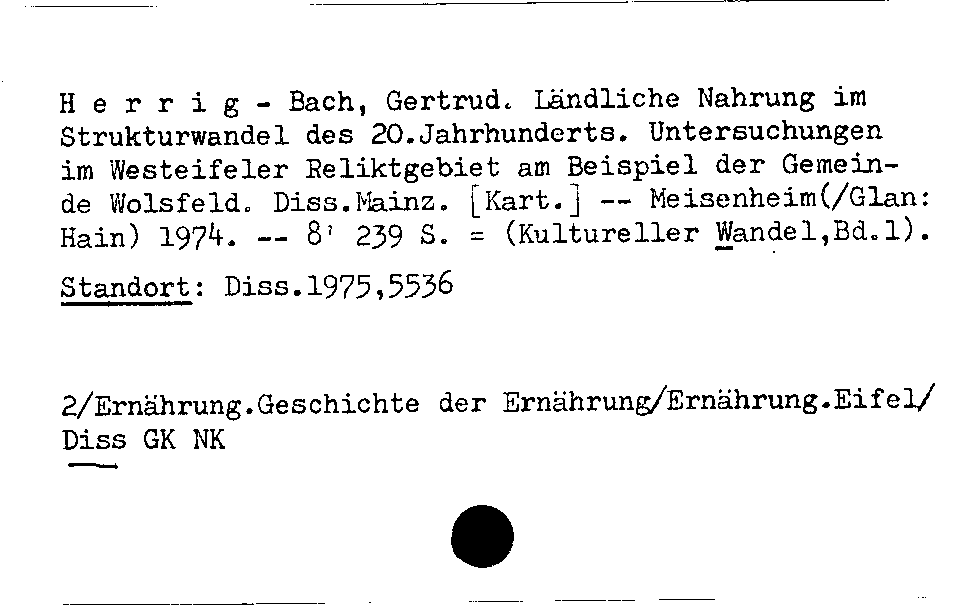 [Katalogkarte Dissertationenkatalog bis 1980]