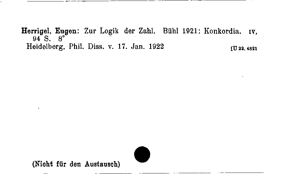 [Katalogkarte Dissertationenkatalog bis 1980]