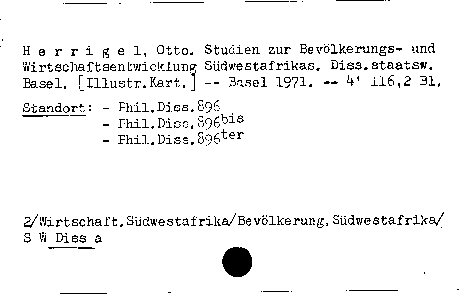 [Katalogkarte Dissertationenkatalog bis 1980]