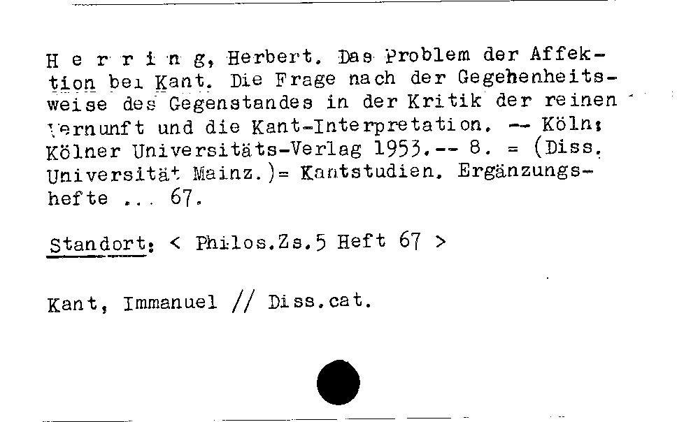 [Katalogkarte Dissertationenkatalog bis 1980]