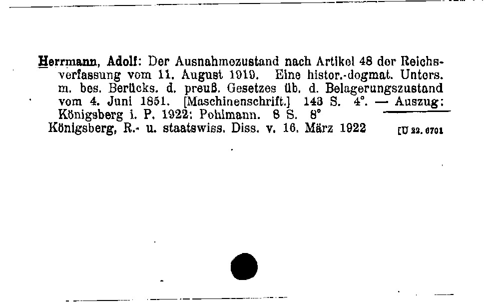 [Katalogkarte Dissertationenkatalog bis 1980]