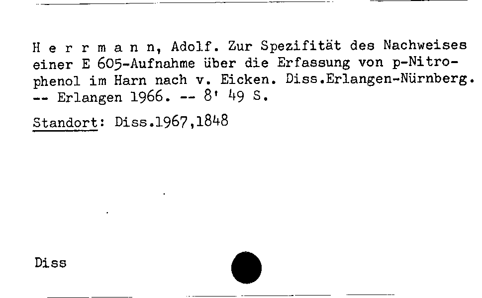 [Katalogkarte Dissertationenkatalog bis 1980]